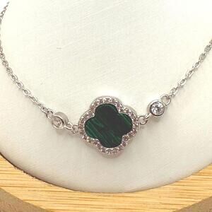 7" bracelet green clover bracelet sterling silver .925